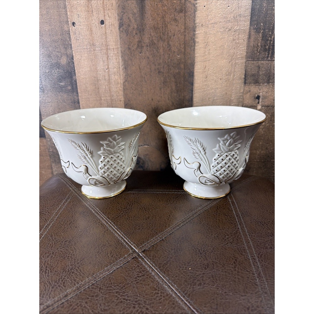 LENOX "Arranged for the Holidays" Thanksgiving Centerpiece Bowls Pineapple Wheat